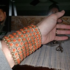 Cuff bracelet, gold, coral unique and beautiful